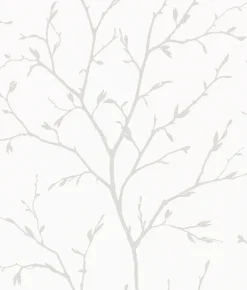 Seabrook White Heron Branching Out Wallpaper - Winter Grey