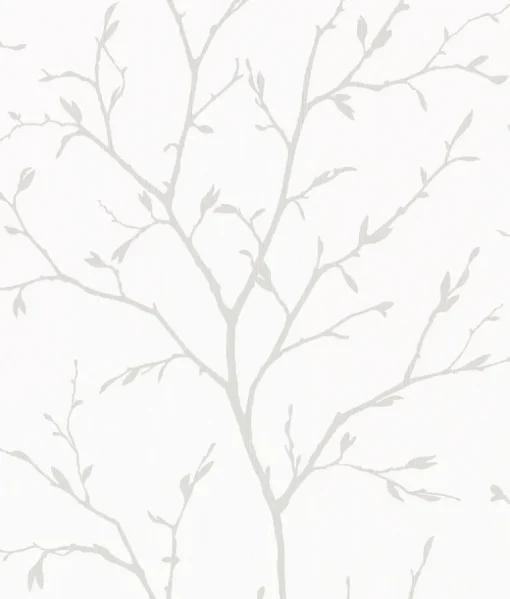 Seabrook White Heron Branching Out Wallpaper - Winter Grey
