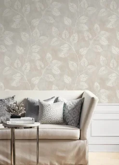 Seabrook White Heron Branch Trail Silhouette Wallpaper - Grey Taupe