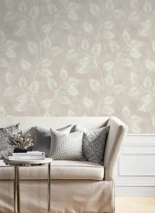 Seabrook White Heron Branch Trail Silhouette Wallpaper - Grey Taupe