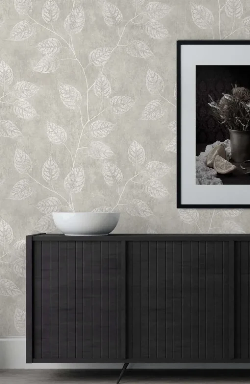 Seabrook White Heron Branch Trail Silhouette Wallpaper - Grey Taupe