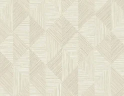 Seabrook White Heron Diamond Inlay Wallpaper - Beige