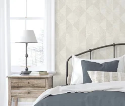 Seabrook White Heron Diamond Inlay Wallpaper - Beige