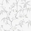 Seabrook White Heron Floral Blossom Trail Wallpaper - Soft Grey