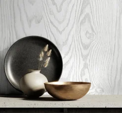 Seabrook White Heron Kyoto Faux Woodgrain Wallpaper - Modern Wash