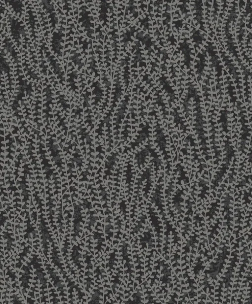 Seabrook White Heron Seaweed Branches Wallpaper - Silver Glass