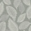Seabrook White Heron Tossed Leaves Wallpaper - Charcoal Linen