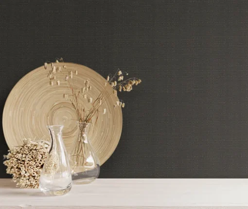 Signature Textures Bali Basketweave Wallpaper - Black