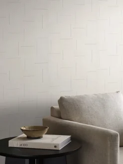 Signature Textures Geo Block Weave Wallpaper - Ivory