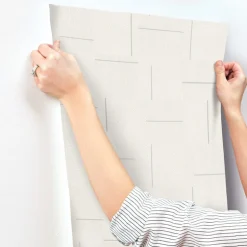 Signature Textures Geo Block Weave Wallpaper - Ivory