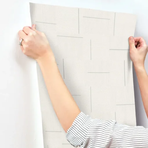 Signature Textures Geo Block Weave Wallpaper - Ivory