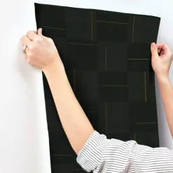 Signature Textures Geo Block Weave Wallpaper - Black