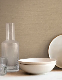 Signature Textures Shimmering Linen Wallpaper - Caramel