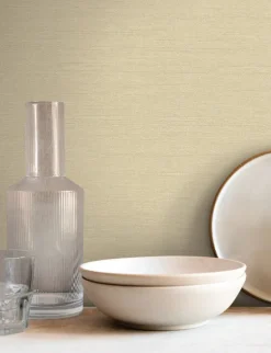 Signature Textures Shimmering Linen Wallpaper - Cream
