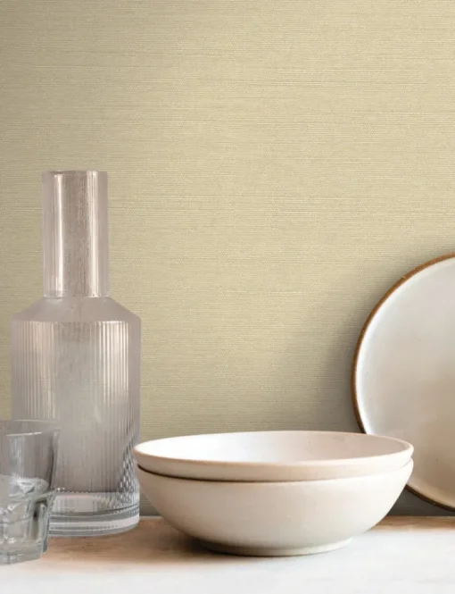 Signature Textures Shimmering Linen Wallpaper - Cream