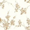 Silhouettes Imperial Blossoms Branch Wallpaper - Metallic Gold & White