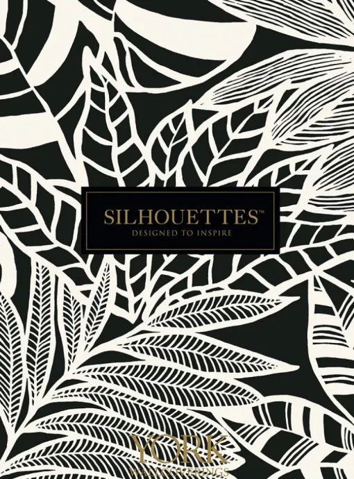 Silhouettes Imperial Blossoms Branch Wallpaper - Metallic Gold & White