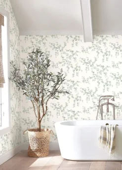 Simply Farmhouse Creeping Fig Vine Wallpaper - Sage Green