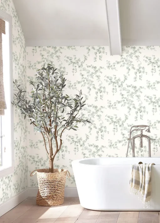 Simply Farmhouse Creeping Fig Vine Wallpaper - Sage Green