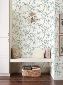 Simply Farmhouse Creeping Fig Vine Wallpaper - Sage Green