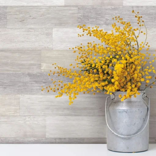 Simply Farmhouse Pallet Board Wallpaper - Bleached