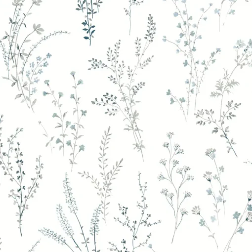 Simply Farmhouse Wildflower Sprigs Wallpaper - Blue & Green