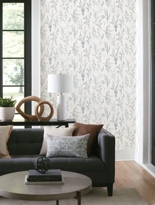 Simply Farmhouse Wildflower Sprigs Wallpaper - Blue & Green