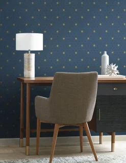 Small Prints Resource Library Stella Star Wallpaper - Navy