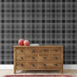 Stacy Garcia Home Rad Plaid Peel & Stick Wallpaper - Black