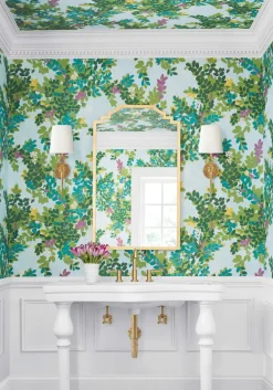 Thibaut Canopy Central Park Wallpaper - Sky Blue