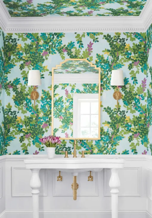 Thibaut Canopy Central Park Wallpaper - Sky Blue