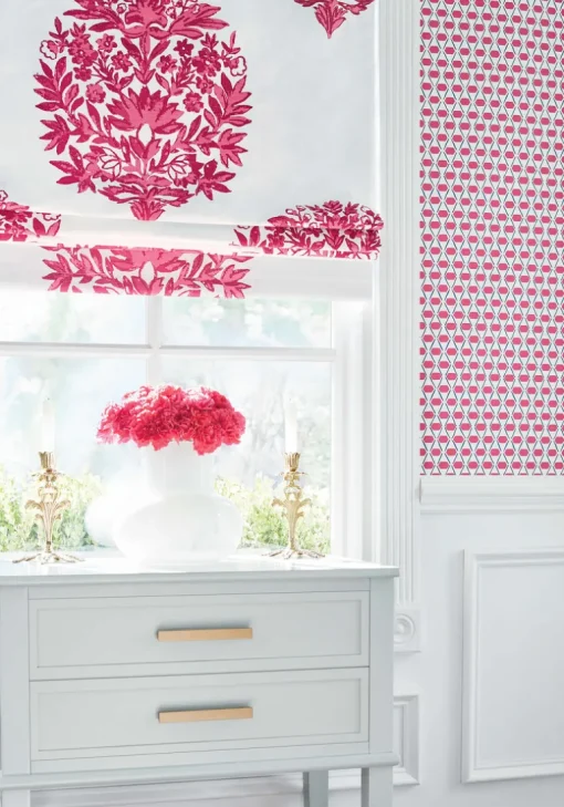 Thibaut Canopy Denver Wallpaper - Pink & Blue