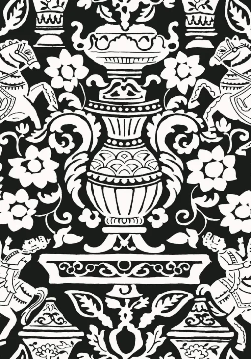 Thibaut Canopy Galway Wallpaper - Black & White