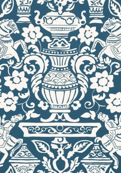 Thibaut Canopy Galway Wallpaper - Navy Blue