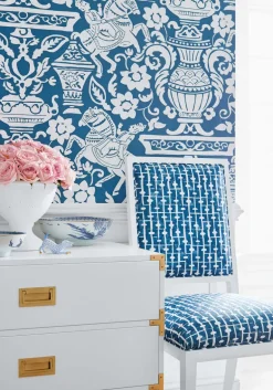 Thibaut Canopy Galway Wallpaper - Navy Blue