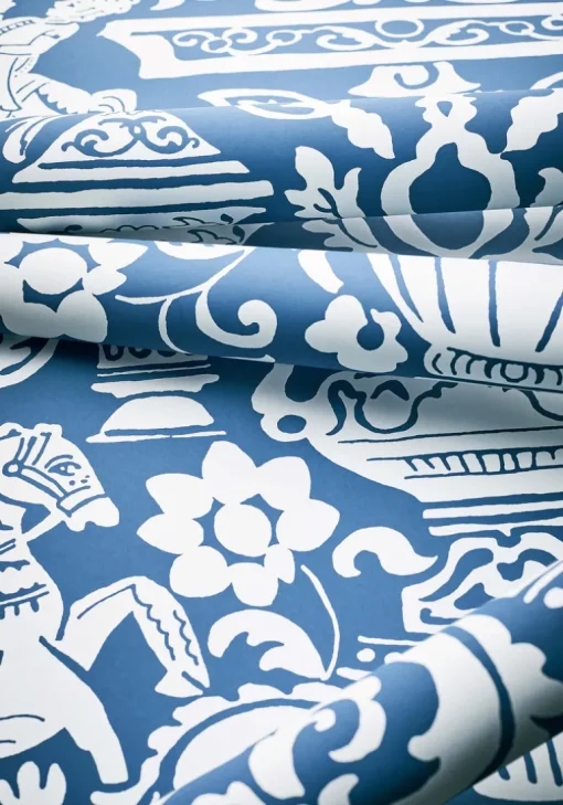 Thibaut Canopy Galway Wallpaper - Navy Blue