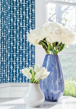 Thibaut Canopy Haven Wallpaper - Navy Blue