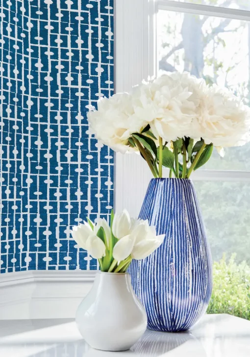 Thibaut Canopy Haven Wallpaper - Navy Blue