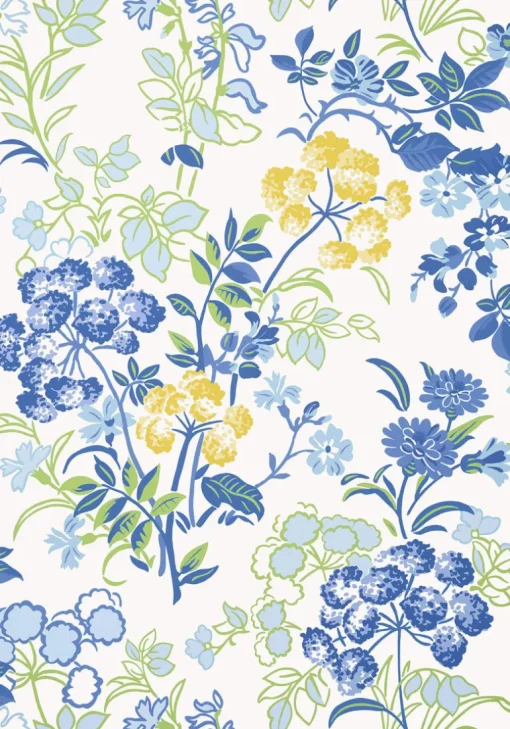 Thibaut Canopy Spring Garden Wallpaper - Blue & White