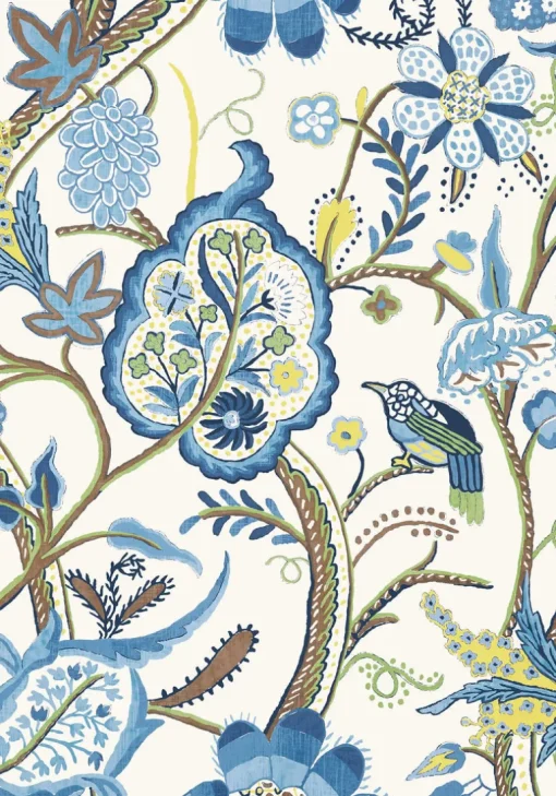 Thibaut Canopy Windsor Wallpaper - Blue & Yellow