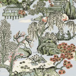 Thibaut Dynasty Asian Scenic Wallpaper - Robins Egg