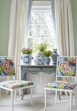 Thibaut Dynasty Lattice Weave Wallpaper - Green