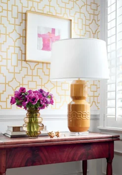 Thibaut Eden Fretwork Wallpaper - Yellow