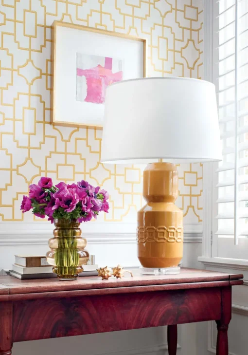 Thibaut Eden Fretwork Wallpaper - Yellow