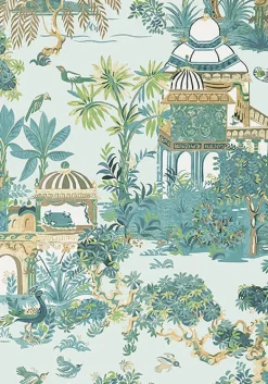 Thibaut Eden Mystic Garden Wallpaper - Spa Blue