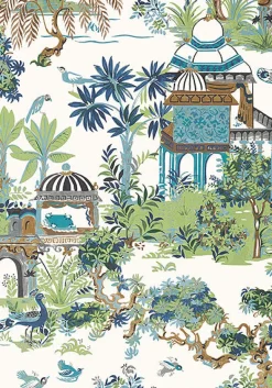 Thibaut Eden Mystic Garden Wallpaper - Blue & Green