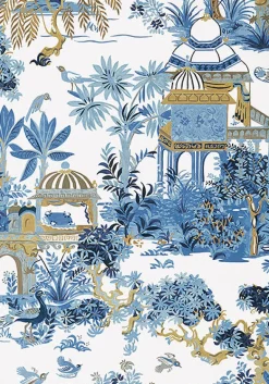 Thibaut Eden Mystic Garden Wallpaper - Blue & White