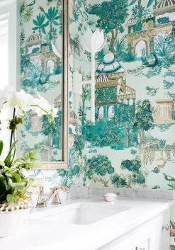 Thibaut Eden Mystic Garden Wallpaper - Spa Blue