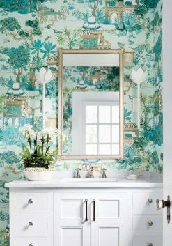 Thibaut Eden Mystic Garden Wallpaper - Spa Blue