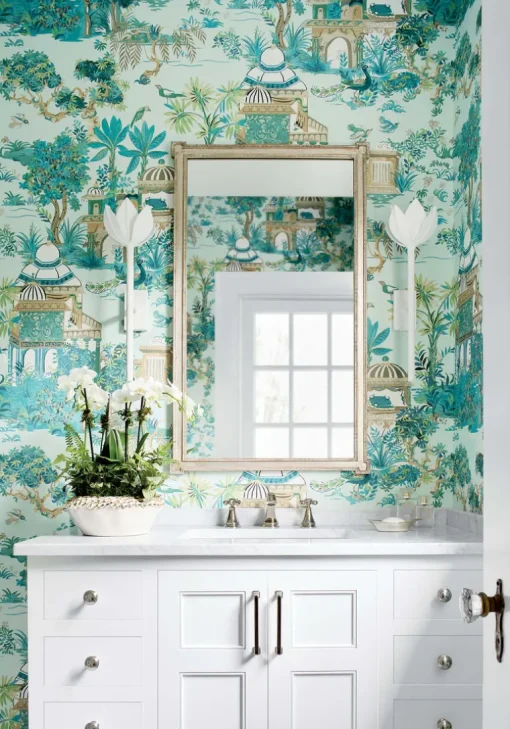 Thibaut Eden Mystic Garden Wallpaper - Spa Blue